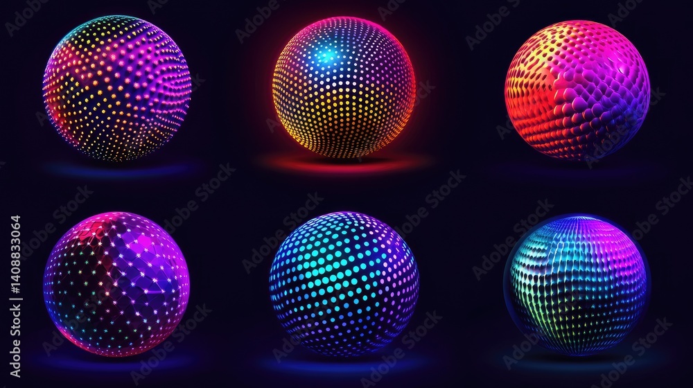 Poster abstract sphere shapes with shadows and gradients creating depth and harmony