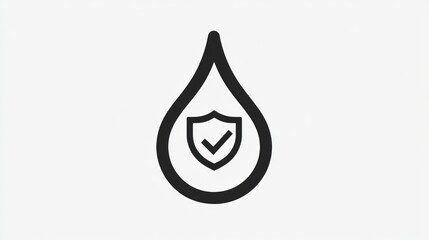 Water drop shield icon, safety, protection, white background, website design