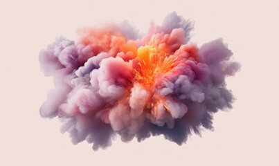 Obraz premium Colorful smoke explosion, abstract art, pastel background, design element