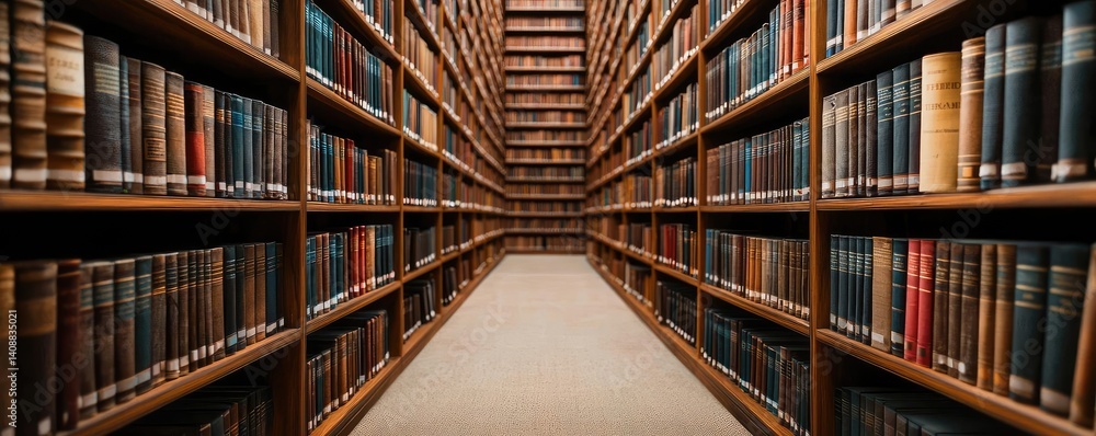 Poster books floating in the air with a focus on literature and cognition concept. a serene view of a libra
