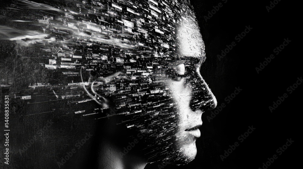 Poster conceptual image of a digital mind computing big data using ai frameworks