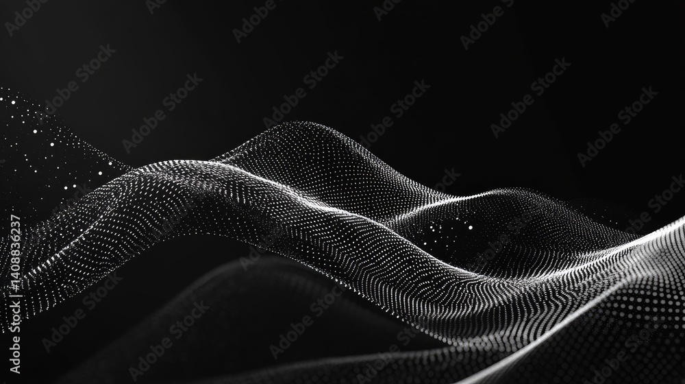 Poster deep space-inspired abstract background with particle trails and nebulous lights