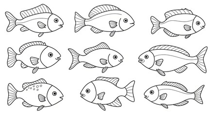 Fototapeta premium Collection Of Cute Fish Illustrations