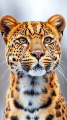 Fototapeta premium Abstract wallpaper featuring a stylized leopard against a vivid contrast background. Symbolizing strength, stealth, and individuality, this modern design evokes power and fearless elegance.