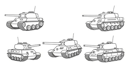 Fototapeta premium Five Armored Fighting Vehicle Illustrations