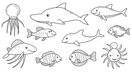 Naklejka premium Illustration Of Ocean Life