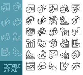shield protection editable stroke icon set