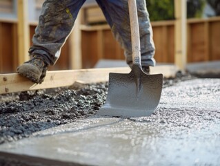 A construction worker preparing a concrete slab for pouring. Featuring slab preparation and foundation work
