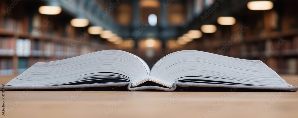 Poster books floating in the air with flying and education concept. an open book resting on a wooden table 