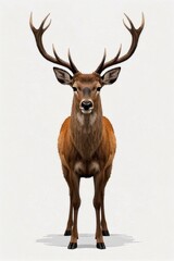 Fototapeta premium there is a deer with large horns standing in front of a white background