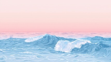 Fototapeta premium Pastel-toned seascape depicting gentle ocean waves.