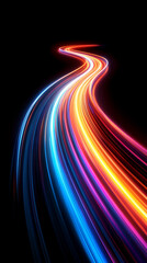 Vibrant orange neon lights in motion, symbolizing speed, energy, and creativity. Dynamic swirls and patterns evoke excitement, modernity, and innovation in a striking, energetic visual display.

