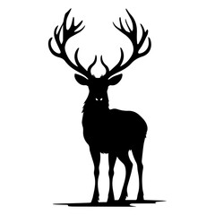 Christmas Deer Silhouette Vector, Festive Reindeer Silhouette Vector, Silhouette Deer illustration