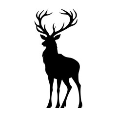 Obraz premium deer silhouette black vector art illustration. raindeer silhouette&nbsp;vector.