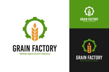 Grain factory logo design template vector illustration
