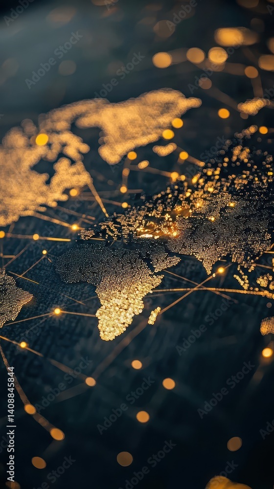 Aufkleber a glowing map of the world with interconnected pathways is shown