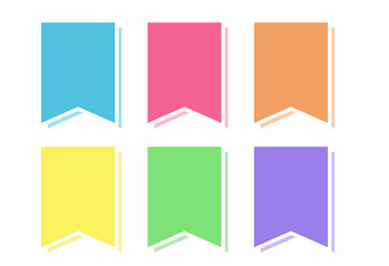 Ribbon-Shaped Label Illustration with Overlapping Effect (Set of 6 Colors)