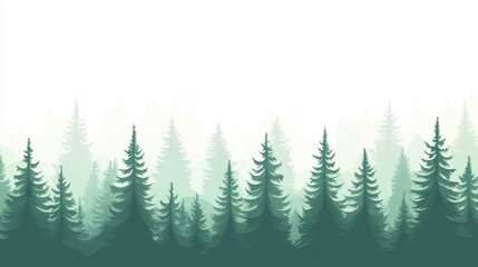 Obraz premium Misty forest silhouettes of evergreen trees.