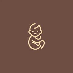 Simple Baby Line Art Logo – Cute baby figure in clean line art for gentle, caring branding.