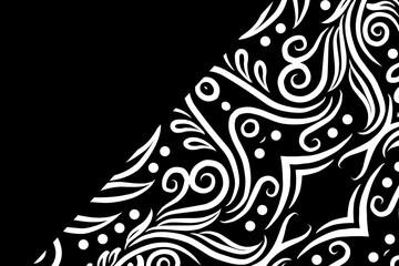 luxury BLACK AND WHITE traditional Indonesian Dayak batik design with aesthetic gradient background