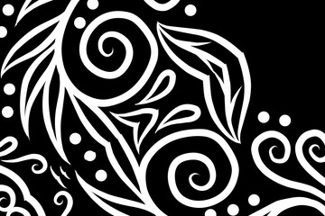 luxury BLACK AND WHITE traditional Indonesian Dayak batik design with aesthetic gradient background