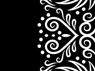 luxury BLACK AND WHITE traditional Indonesian Dayak batik design with aesthetic gradient background
