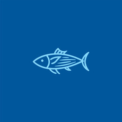 Obraz premium Tuna Fish Line Art Logo – Elegant tuna in smooth line style, ideal for seafood branding.