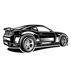 Naklejka premium Modern Sports Car Vector Illustration – Rear View Muscle Car