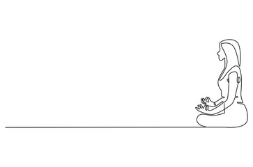 Continuous one line drawing of Young Woman doing yoga . Single line drawing illustration of Woman doing yoga and meditation. Fitness and gym concept vector art. Doodle line illustration.