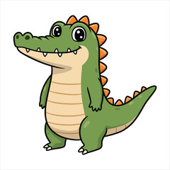 Fototapeta premium Cute crocodile cartoon white background