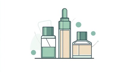 Fototapeta premium Skincare products, minimalist design, beauty, pastel colors, flat-lay, online store, e-commerce