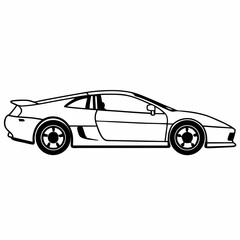 Fototapeta premium Side View Line Art Sports Car – Minimalist EPS Vector Design