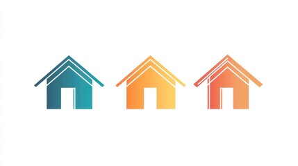 Colorful house icons; home, real estate, design