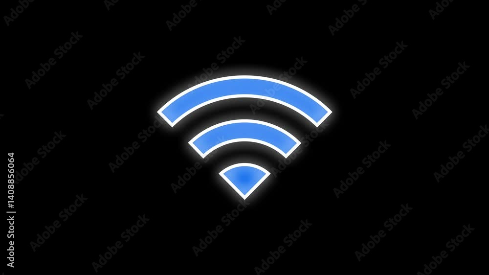Poster connecting to wifi router. animation of turning on wireless internet icon.