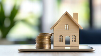 A digital tablet showing a detailed housing market graph with fluctuating prices, presented by a real estate professional in an office.