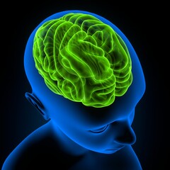 female human brain anatomy. 3d illustration