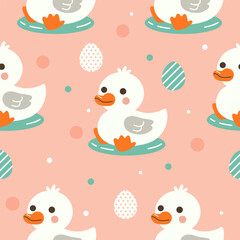 Duck cartoon pattern seamless background vector illustration