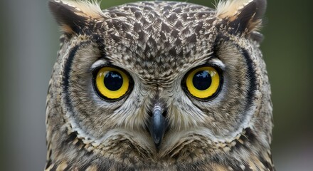 Obraz premium Owl Portrait with Intense Gaze.