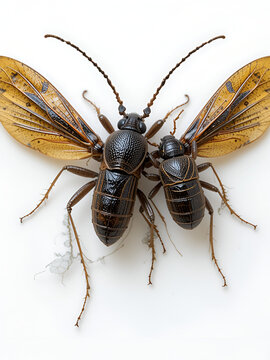 Dos cucarachas en fondo blanco,insecto desagradable.