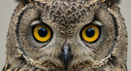 Fototapeta premium Owl Portrait Intense Yellow Eyes.