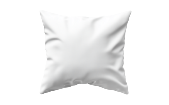 isolated PNG clean minimalist white pillow with a smooth texture and soft appearance on white transparent background