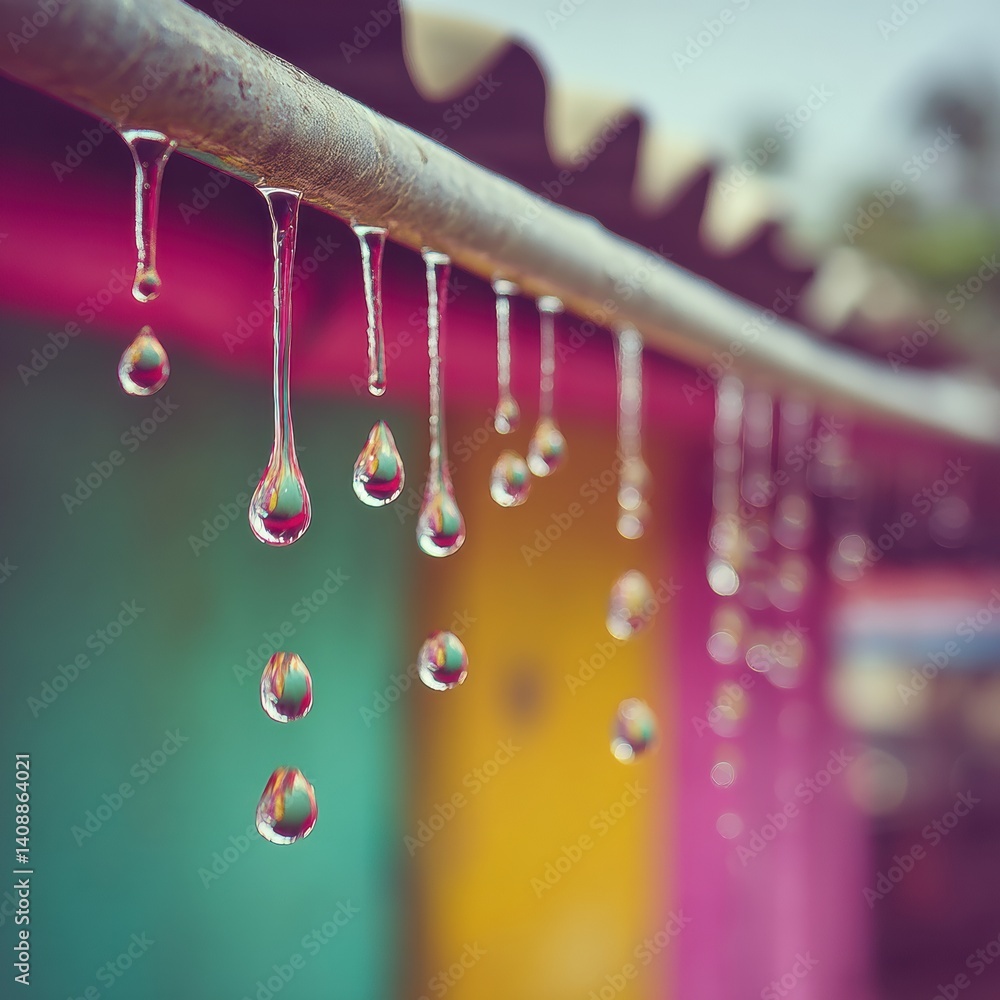 Poster chromatic hydro harmony macro monsoon water droplet capturing climate resilience and sensory design 