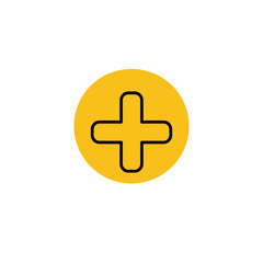 Obraz premium Plus symbol icon on a yellow background 