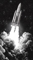Naklejka premium The space shuttle took off into the sky