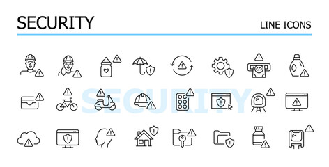 Danger alerts, security warnings. Vector icons set