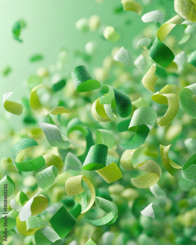 Aufkleber Verdant Digital Abstract Organic Microform Landscape in Soft Green Gradient - Contemporary Design Asset for Wellness, Tech Innovation and Minimalist Branding Concepts