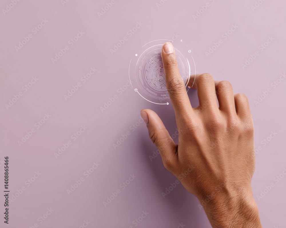 Aufkleber Futuristic Biometric Security Minimalist Digital Identity Verification with Sleek Fingerprint Authentication for Advanced Cybersecurity Solutions