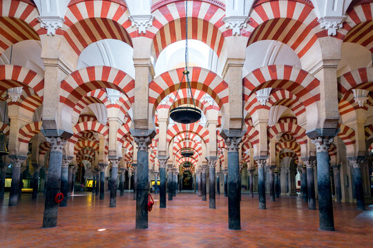 Arches inside the famous Mezquita of Cordoba, Spain