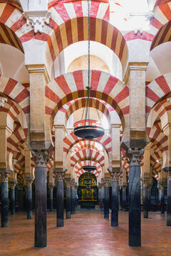 Arches inside the famous Mezquita of Cordoba, Spain
