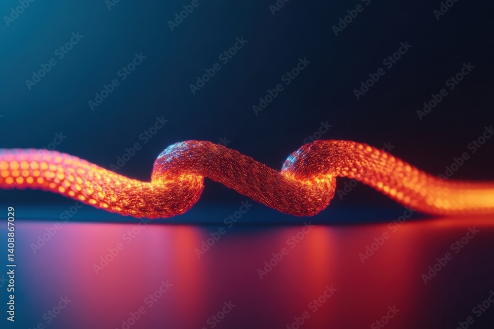 Poster Cybernetic Flow Luminescent Digital Serpentine Showcasing Futuristic Data Visualization in Neon Gradient - Cutting-Edge Tech Aesthetic for Creative Industries